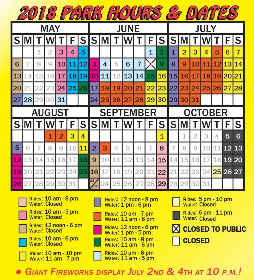 2018LakeWinnieCalendar Lake Winnie Amusement Park & Water Park