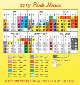 2019 Lake Winnie Schedule and Hours of Operation